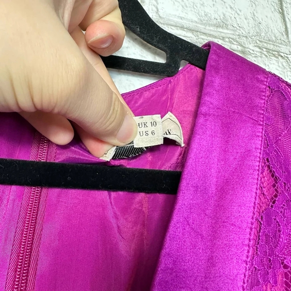 Temperley London Dress Florence Lace Midi Short Sleeve Ruffle Purple 6 - Picture 6 of 7